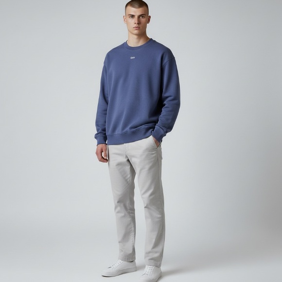 Off White Virgil Abloh NWT Men’s Sweatshirt Skate Crewneck Dark Blue White - Picture 13 of 13